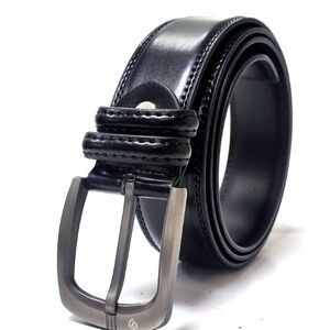 NWOT Classic Black Leather Belt With Silver Buckle 115 CM